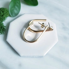 Load image into Gallery viewer, Sleek U Shape Gold Fill Post Hoops