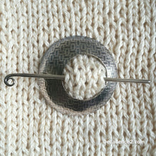 Load image into Gallery viewer, Basket Weave Sterling Silver Shawl Brooch Circle Pin