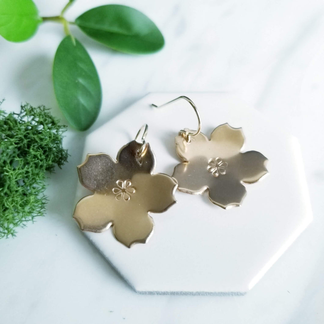 Bronze and GF Ear Wires Sakura Flower Earrings