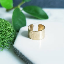 Load image into Gallery viewer, Wide Yellow 14K GF Ear Cuff Silk Texture