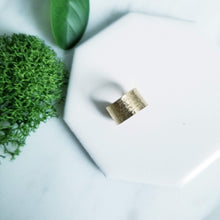 Load image into Gallery viewer, Wide Yellow 14K GF Ear Cuff Silk Texture