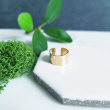 Load image into Gallery viewer, Wide Yellow 14K GF Ear Cuff Silk Texture