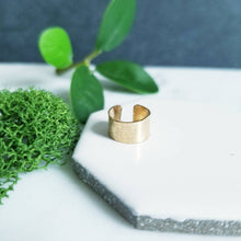 Load image into Gallery viewer, Wide Yellow 14K GF Ear Cuff Silk Texture