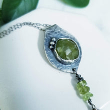 Load image into Gallery viewer, Forest Flora- Green Vessonite, Copper Fern, Sterling Silver Peridot Necklace