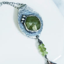 Load image into Gallery viewer, Forest Flora- Green Vessonite, Copper Fern, Sterling Silver Peridot Necklace