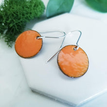 Load image into Gallery viewer, Fused Glass Enamel Disk Earrings
