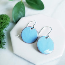 Load image into Gallery viewer, Fused Glass Enamel Disk Earrings
