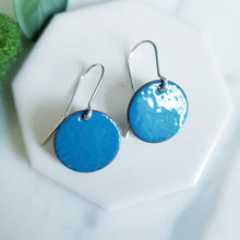 Load image into Gallery viewer, Fused Glass Enamel Disk Earrings
