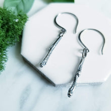 Load image into Gallery viewer, Black Patina Sterling Twig Earrings
