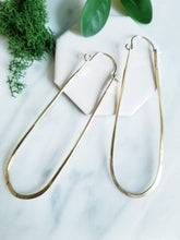 Load image into Gallery viewer, Long Drop Hoop Earrings Gold Filled or Sterling Silver
