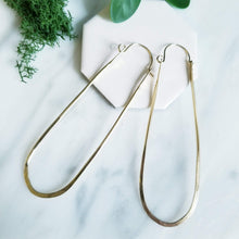 Load image into Gallery viewer, Long Drop Hoop Earrings Gold Filled or Sterling Silver
