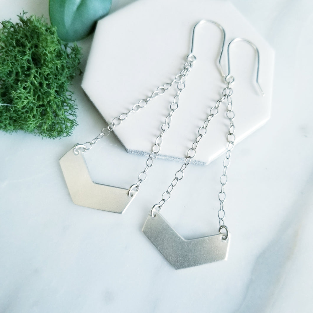 Swingy Chevron Chain Earrings Sterling Silver