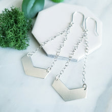 Load image into Gallery viewer, Swingy Chevron Chain Earrings Sterling Silver
