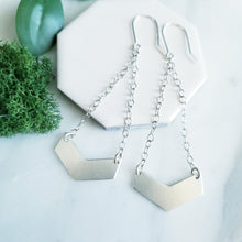 Load image into Gallery viewer, Swingy Chevron Chain Earrings Sterling Silver
