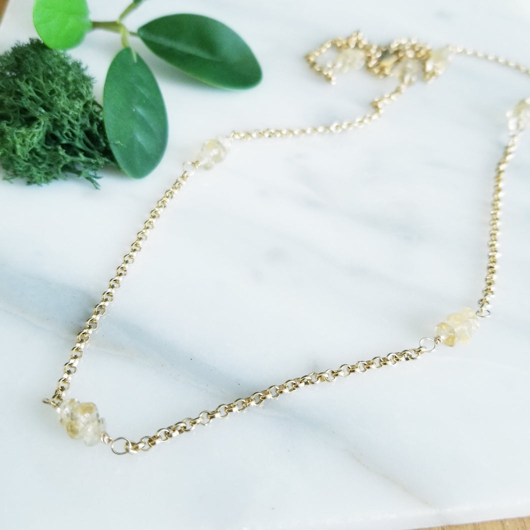 Tara Citrine & 14K Gold Fill Chain Necklace