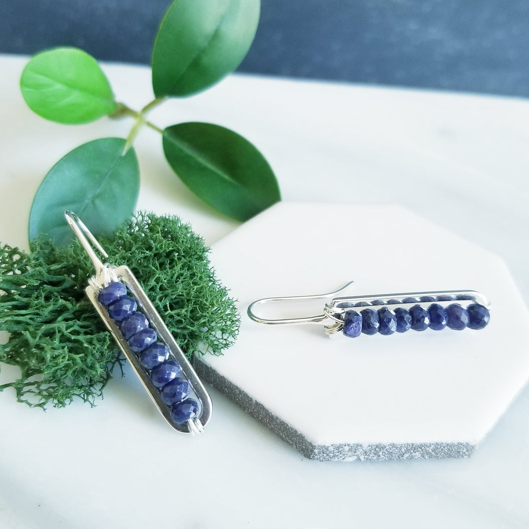 Blue Sapphire & Sterling Earrings