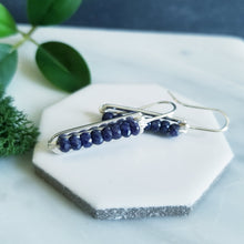 Load image into Gallery viewer, Blue Sapphire &amp; Sterling Earrings
