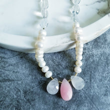 Load image into Gallery viewer, Pearl &amp; Rose Quartz 14K Gold Fill Necklace
