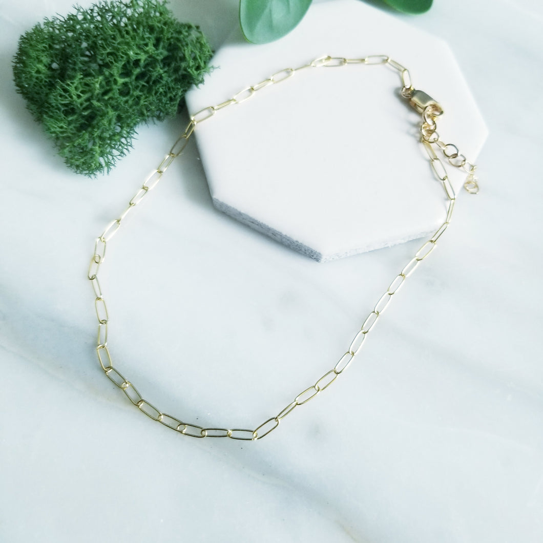 14K Gold Filled Anklet Paper Clip Chain