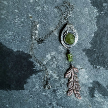 Load image into Gallery viewer, Forest Flora- Green Vessonite, Copper Fern, Sterling Silver Peridot Necklace
