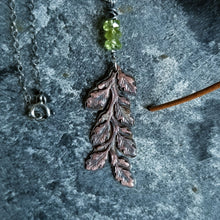 Load image into Gallery viewer, Forest Flora- Green Vessonite, Copper Fern, Sterling Silver Peridot Necklace
