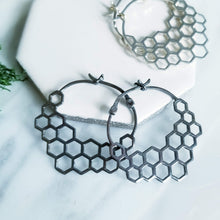 Load image into Gallery viewer, Modern Honeycomb Hoop Earrings
