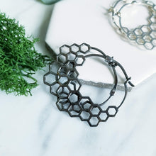 Load image into Gallery viewer, Modern Honeycomb Hoop Earrings
