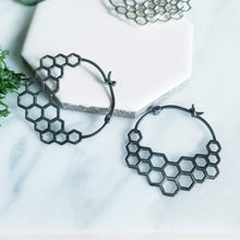 Load image into Gallery viewer, Modern Honeycomb Hoop Earrings
