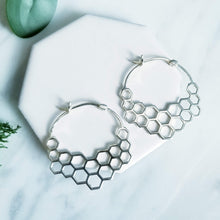 Load image into Gallery viewer, Modern Honeycomb Hoop Earrings
