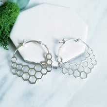 Load image into Gallery viewer, Modern Honeycomb Hoop Earrings
