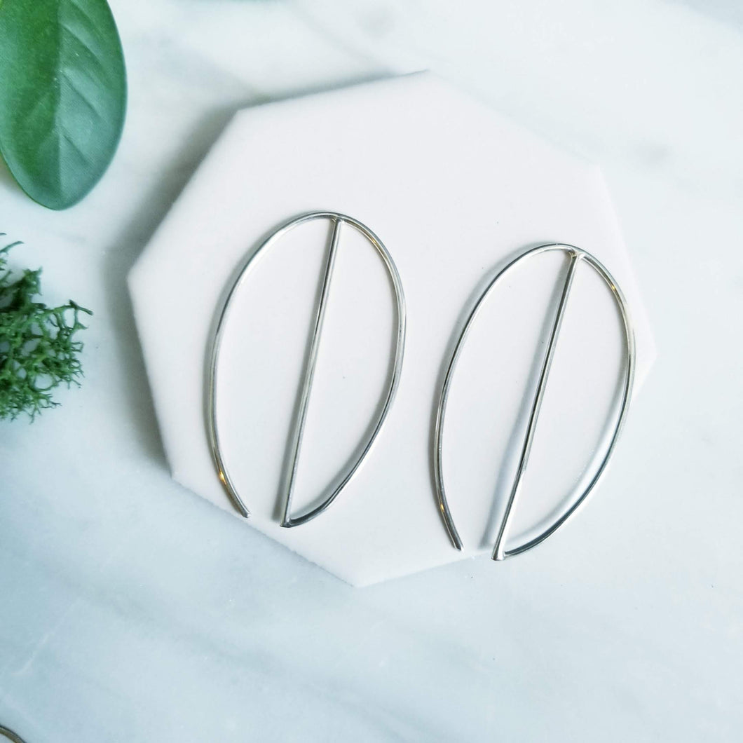 Marquis Hoop Earrings- Sterling Silver