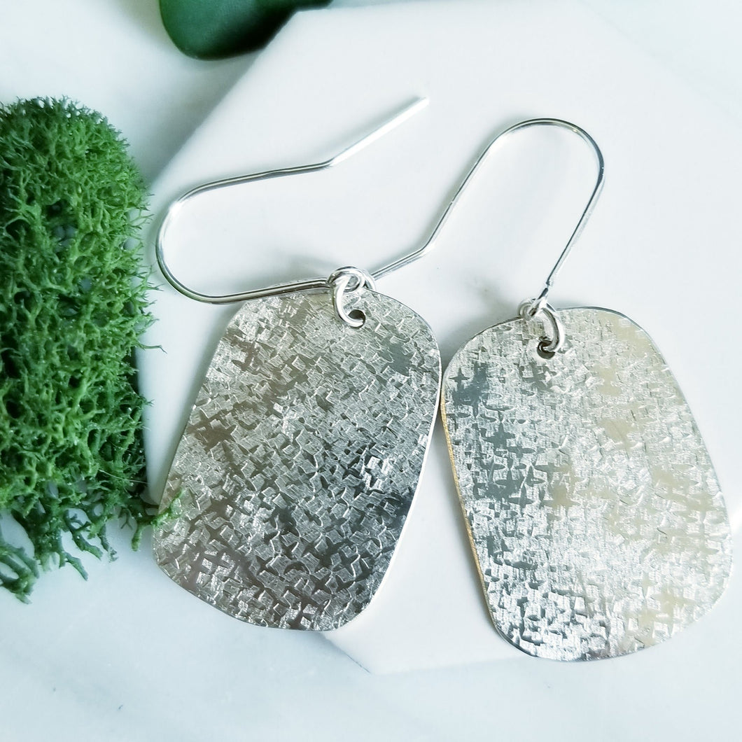 Sterling Silver Silk Texture Pebble Earrings