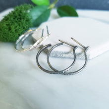 Load image into Gallery viewer, Slim Textured Mini Post Hoop Earrings
