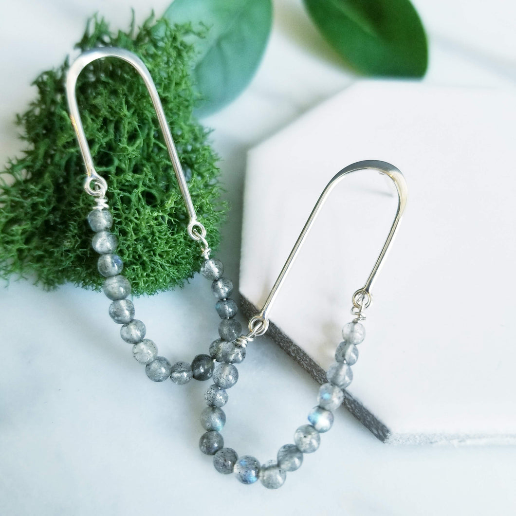 Blue Labradorite Loop Drop Earrings