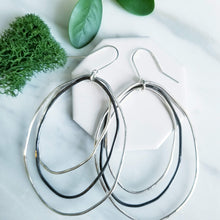 Load image into Gallery viewer, Large Sterling Silver Oval Hoop Earrings- Two Tone, Hammered texture
