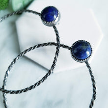 Load image into Gallery viewer, Lapis Lazuli Twisted Sterling Silver Western Earrings
