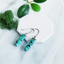 Load image into Gallery viewer, Turquoise Earrings Stacked Sterling Silver
