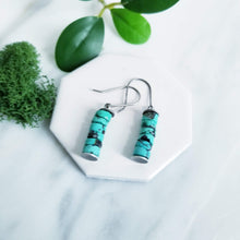 Load image into Gallery viewer, Turquoise Earrings Stacked Sterling Silver
