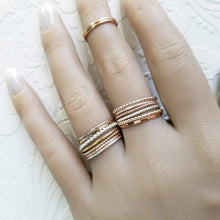 Load image into Gallery viewer, Slim Stacking Rings- Build your own stack- sterling silver, rose gold fill, yellow gold fill
