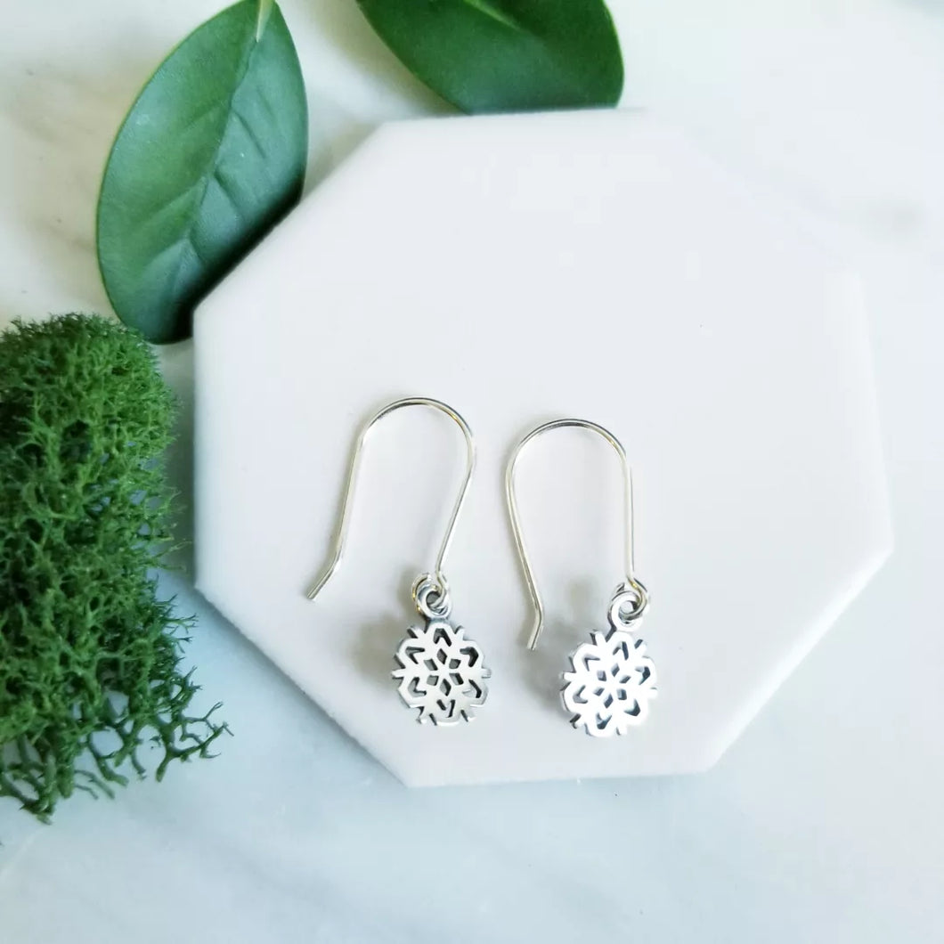 Small Sterling Silver Snowflake Earrings