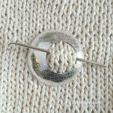 Load image into Gallery viewer, Basket Weave Sterling Silver Shawl Brooch Circle Pin
