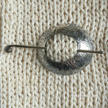 Load image into Gallery viewer, Floral Sterling Silver Shawl Brooch Circle Pin
