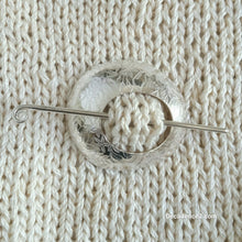 Load image into Gallery viewer, Floral Sterling Silver Shawl Brooch Circle Pin
