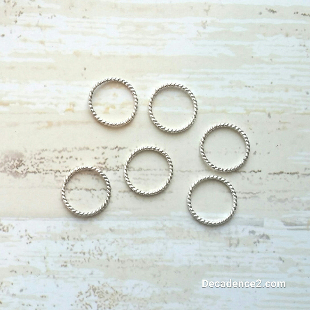 Smooth or Twisted Sterling Silver Circle Stitch Markers- Large Fits 10mm or smaller