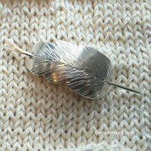 Load image into Gallery viewer, Sterling Silver Forged Feather Shawl Brooch Stick Pin
