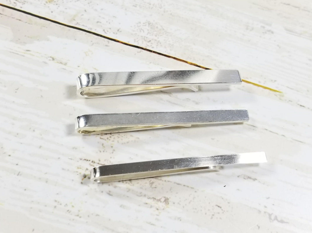 Brushed Finish Sterling Silver Tie Bar or Tie Clip