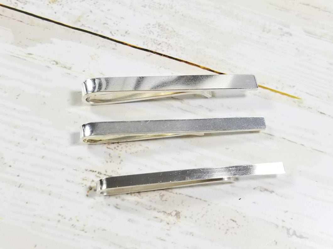 Polished Finish Sterling Silver Tie Bar or Tie Clip