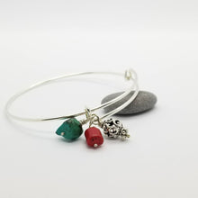 Load image into Gallery viewer, Sterling Silver Adjustable Bracelet, Turquoise, Coral , Bali Sterling Beads, stacking bangles
