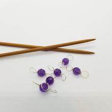 Load image into Gallery viewer, Amethyst, Sterling Silver Double Ended Stitch Markers- Set of 6
