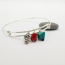 Load image into Gallery viewer, Sterling Silver Adjustable Bracelet, Turquoise, Coral , Bali Sterling Beads, stacking bangles
